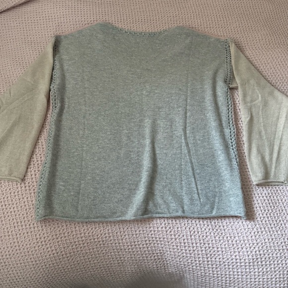 J Johnny Was Whip Stitch Sweater L – 100% Cashmere Blush Pink & Gray Colorblock - Picture 7 of 10